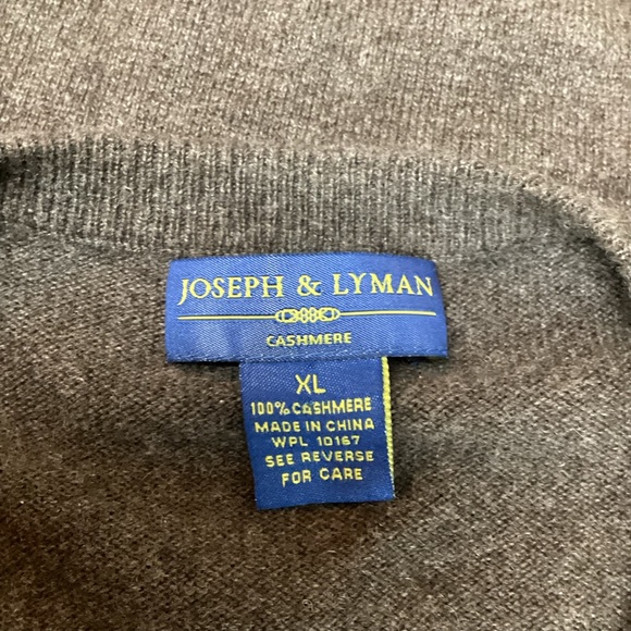 Joseph & Lyman Herringbone Cashmere V Neck Sweater Brown - Picture 9 of 11